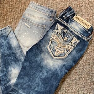 Rock Revival Blue Jeans with Embroidery